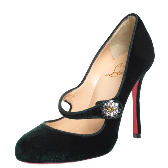 Louboutin Green Velvet Booton Mary Jane - Picture 6 of 6